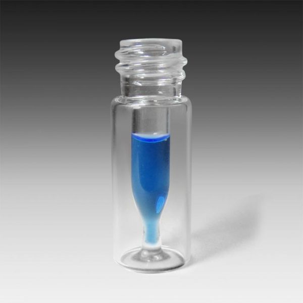 11203 10mm, 12 x 32 Clear Glass Wide Mouth Screw Thread MicroVials with 300µL Fused Glass Inserts
