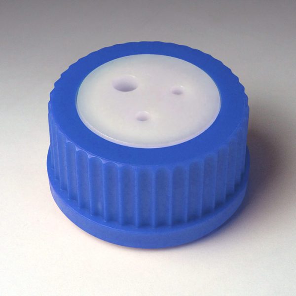 46018-1-4 Custom 1L Blue Bottle Cap w/ 1/4" Port and Fittings.