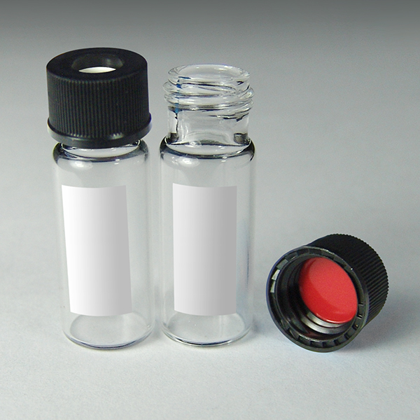 10mm, 12 x 32  2mL Clear Wide Mouth Screw Vials w/ Marking Spot and Caps w/ Silicone/PTFE Liners