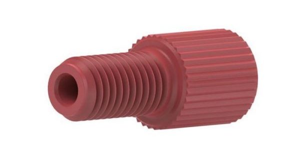 59202X Delrin® 1/4-28 Flangeless Male Nut for 1/16" OD Tubing, Red