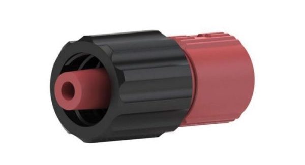 59655 PEEK® Quick Connect Luer Adapter - Male Luer to 1/4-28 Female, Red