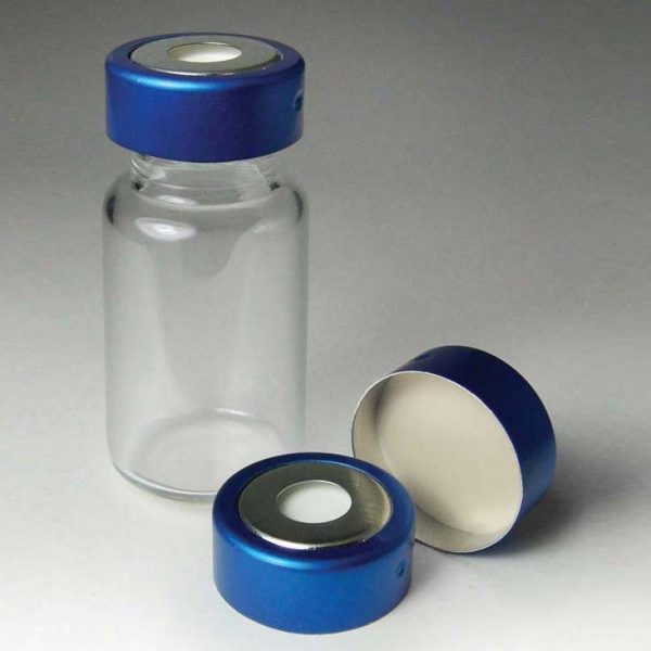 62800 20mm Blue Magnetic Aluminum/Tin Caps with Ultra Low Bleed Beige PTFE/White Silicone Liners