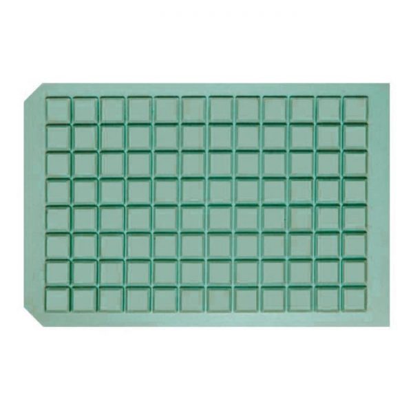 963725 Square Well Cap Mat with Molded Silicone/PTFE Liner, good for long-term storage at -80C