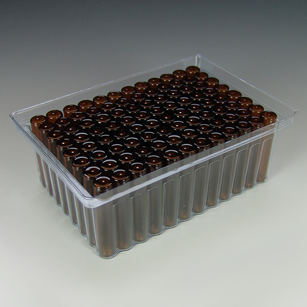 1.5mL Amber Glass Conical Inserts in Vial Loader