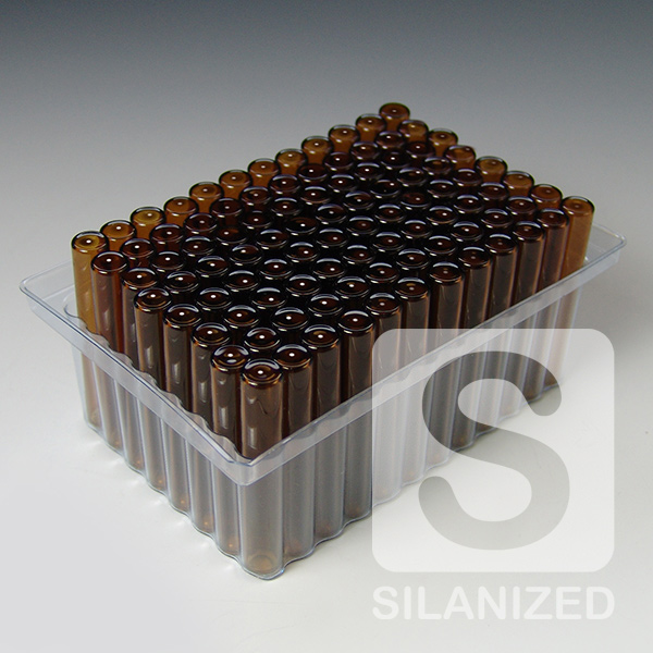 2.0mL Silanized Amber Glass Conical Vials with Marking Spots in Vial Loader