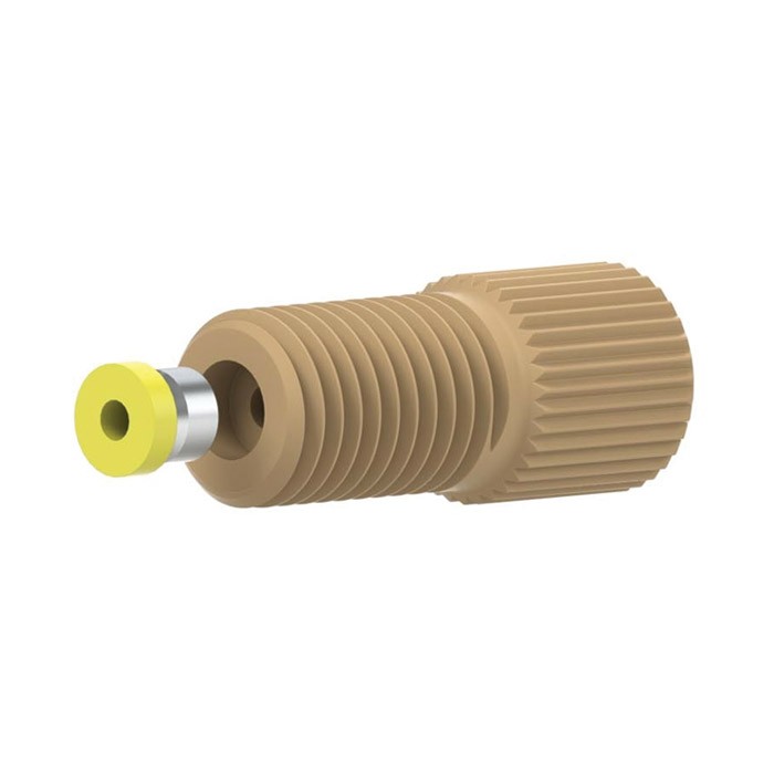 97141 PEEK®/Tefzel® Super Flangeless Fitting for 1/16"OD tubing, 5/16-24 Flat-bottom Port