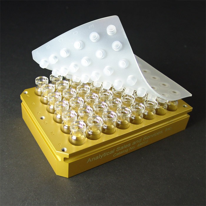 Clear Silicone/PTFE Cap Mat for HPC Vials in 48 Position Reaction Block  (99948) - Analytical Sales and Services, Inc.