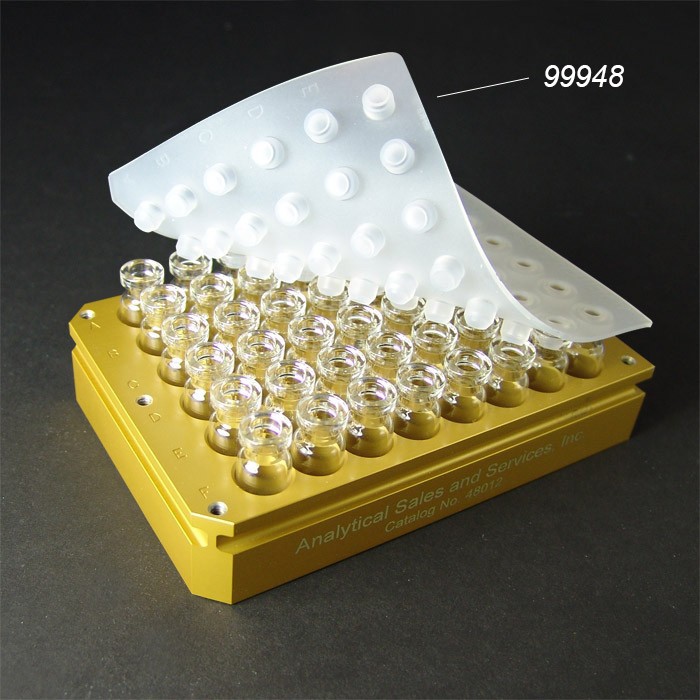 Clear Silicone/PTFE Cap Mat for HPC Vials in 48 Position Reaction Block  (99948) - Analytical Sales and Services, Inc.