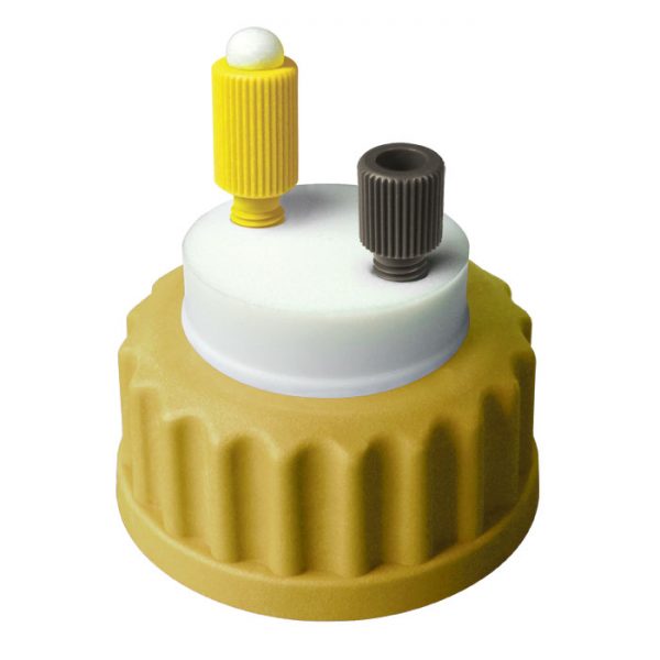 CC1001M Canary-Safe Mobile Phase Bottle Safety Cap I, GL45, Mustard 1 Standard Tubing Port for OD Tubing