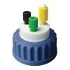 CC1002B Canary-Safe Mobile Phase Bottle Safety Cap 2, GL45, Blue 2 Standard Tubing Ports for OD Tubing