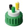 CC1002G Canary-Safe Mobile Phase Bottle Safety Cap 2, GL45, Green 2 Standard Tubing Ports for OD Tubing