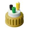 CC1002M Canary-Safe Mobile Phase Bottle Safety Cap 2, GL45, Mustard 2 Standard Tubing Ports for OD Tubing
