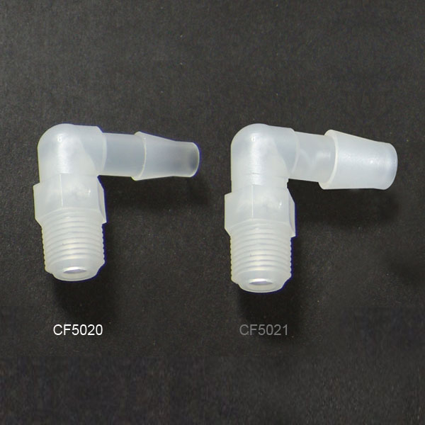 CF5016 Canary-Safe Angled Barbed Solvent Safety Connector for 6-9mm ID Tubing
