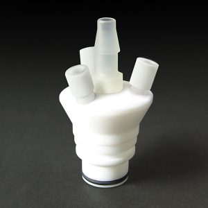 PTFE Adapter for Gray PEEK Ports on JustRite® Waste Cans, for 3/16” Tubing