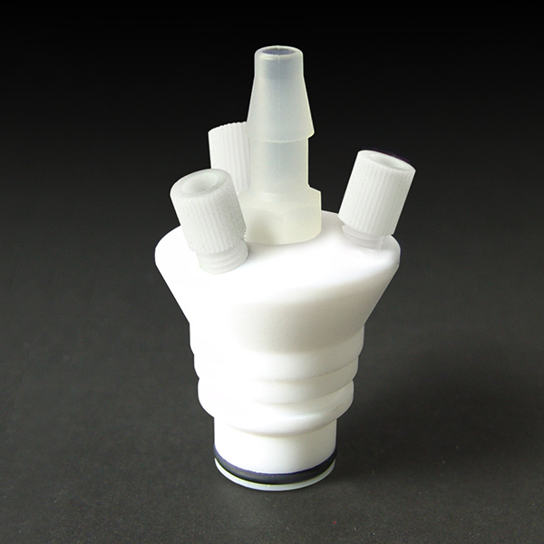 PTFE Adapter for Gray PEEK Ports on JustRite® Waste Cans, for 3/16” Tubing