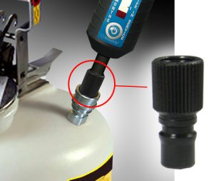 CJX01 Canary-Safe Long Adapter for stainless steel port JustRite® Waste Container, connects Charcoal Filter to SS Fitting