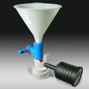 Canary-Safe Waste Cap, B53, with Safety Funnel, 1 Standard Port & 1 Port for Barbed Adapter