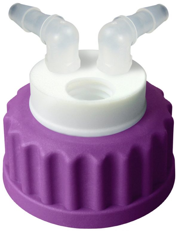 CW45002 Canary-Safe Waste Cap, GL45, with 2 Ports for Barbed Adapter
