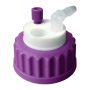 Canary-Safe Waste Cap, GL45, with 1 Standard Tubing Port & 1 Port for Barbed Adapter