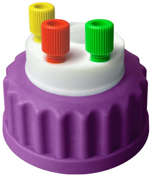 CW45319 Canary-Safe Waste Cap, GL45, with 3 Standard OD Tubing Ports