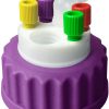 CW45418 Canary-Safe Waste Cap, GL45, 4 Standard OD Tubing Ports, 1 Port for Barbed Adapter