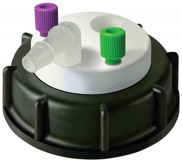 CW60218 Canary-Safe Waste Cap, S60, with 2 Standard Tubing Ports & 1 Port for Barbed Adapter