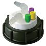 Canary-Safe Waste Cap, S60/61, with 3 Standard Tubing Ports & 2 Ports for Barbed Adapters