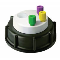 CW60302 Canary-Safe Waste Cap, S60/61, with 3 Standard 1/8” OD Tubing Ports, 2 Ports for Barbed Adapters