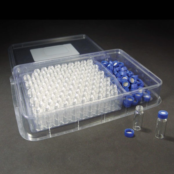 99006-CASE 9mm, 12 x 32, 2mL Clear Screw Vials and Caps with PTFE/Silicone Liners
