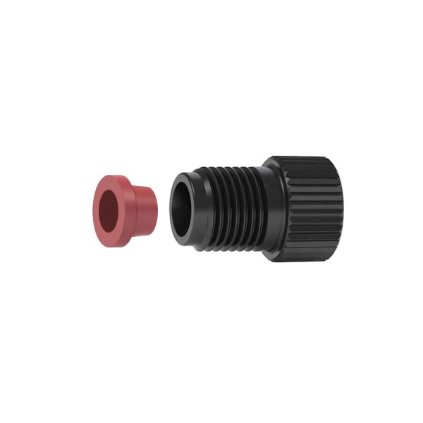 PEEK Flangeless Nut & Ferrule for 1/4" Tubing, 1/220, Black