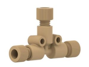 59713 PEEK Tee with .050" Thru-Hole for 1/8" Tubing