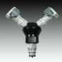 Y Adapter for JustRite® Waste Cans, 2 Ports with Quick Connect CPC Fittings