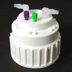 Canary-Safe Waste Cap, B83, with 2 Standard Tubing Ports & 2 Ports for Barbed Adapters
