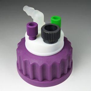 Canary-Safe Waste Cap GL45, 1 Port for 1/4" Tubing, 2 Ports for 1/8" Tubing, 1 Port for Barbed Adapter (No Exhaust Filter Port)