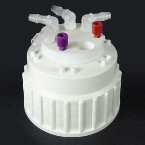 Canary-Safe Waste Cap, B83, with 2 Standard Tubing Ports & 4 Ports for Barbed Adapters