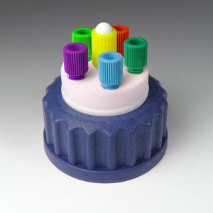 Canary-Safe DARK BLUE Cap 5, GL45, 5 Standard Tubing Ports