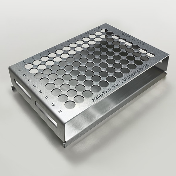 96 Position Stainless Steel Vial Rack for 8mm OD Vials