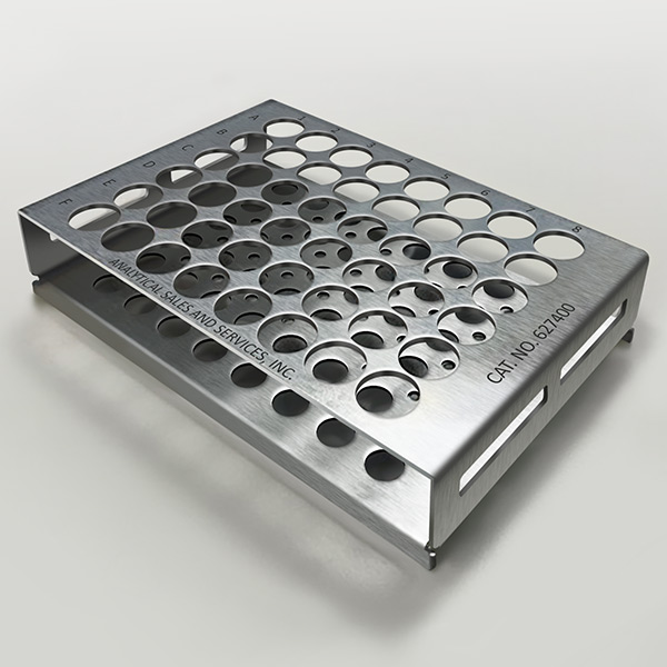 48 Position Stainless Steel Vial Rack for 12mm OD Vials - VHP Compatible