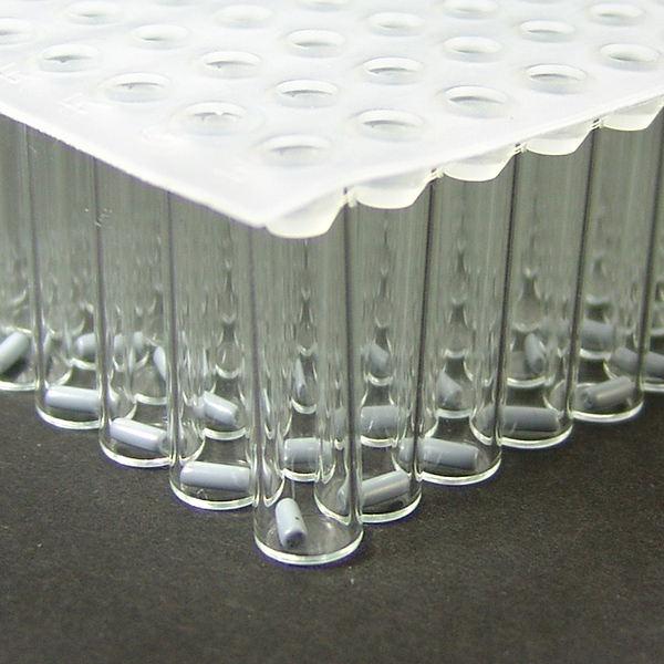 Well Tray Loaded with Barcoded 8x30 Shell Vials, with 99685 Silicone Cap Mat, and 13258 Stir Bars - Image 2