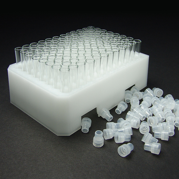 830871_8x40_vials_in_tray_rev1a 8 x 40, 1mL Clear Glass Shell Vials with 8mm Conical Starburst Lined Plugs, Assembled in 96501 Tray